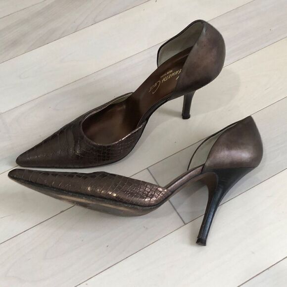 Kenneth Cole New York Women's Faux Snake Skin Slip On Heels Brown Size 7 NWOT - Picture 1 of 8
